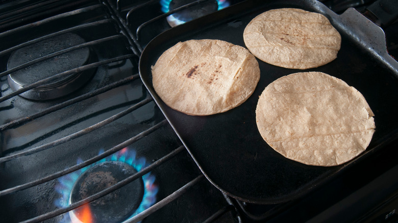 Warming up corn tortillas 