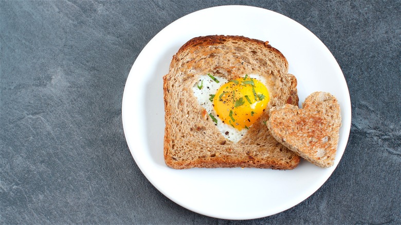 Egg-in-a-hole on plate 