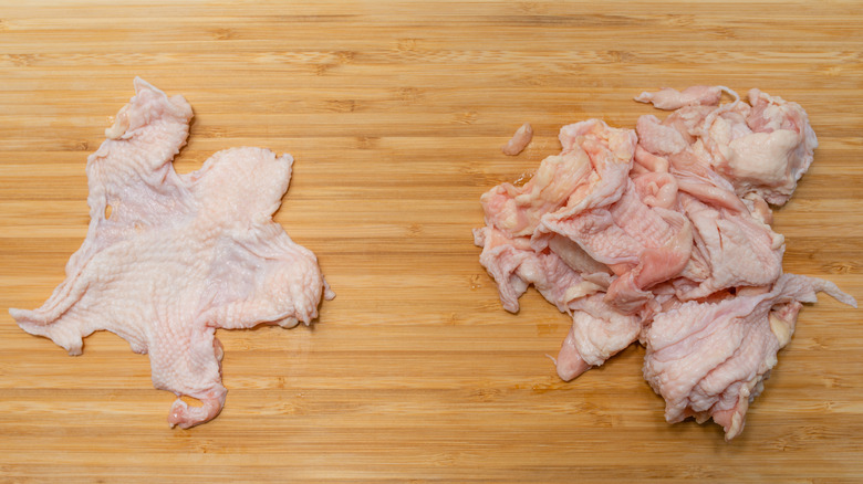 Raw chicken skin