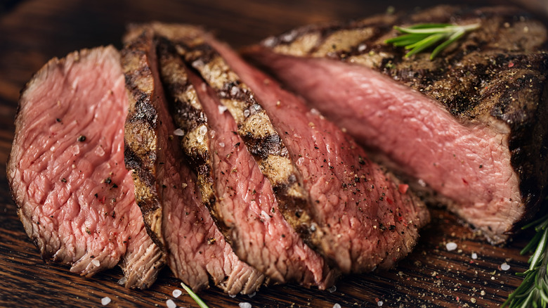 Ribeye steak on a serving board
