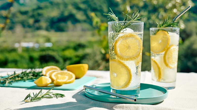 Glasses of sparkling water