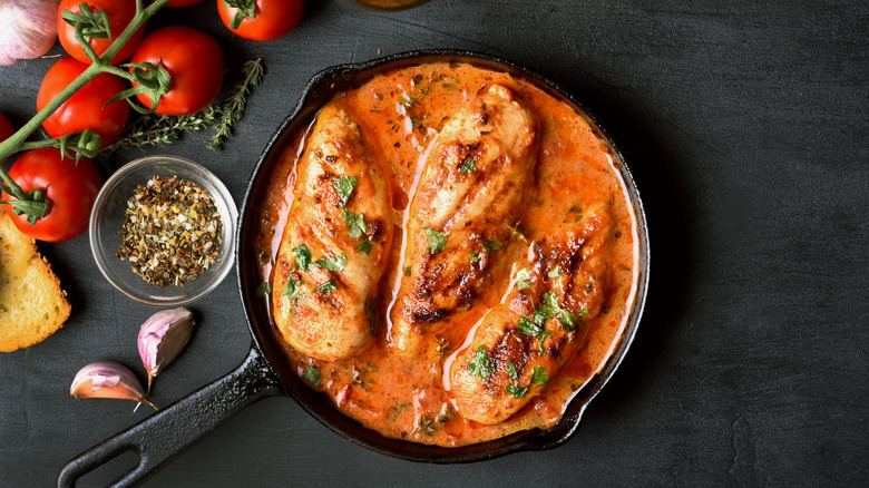 pan chicken in tomato sauce