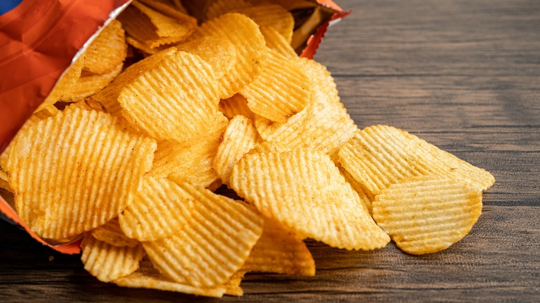 Open bag of BBQ chips
