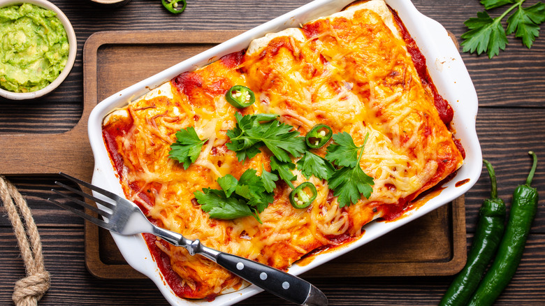A dish of enchiladas