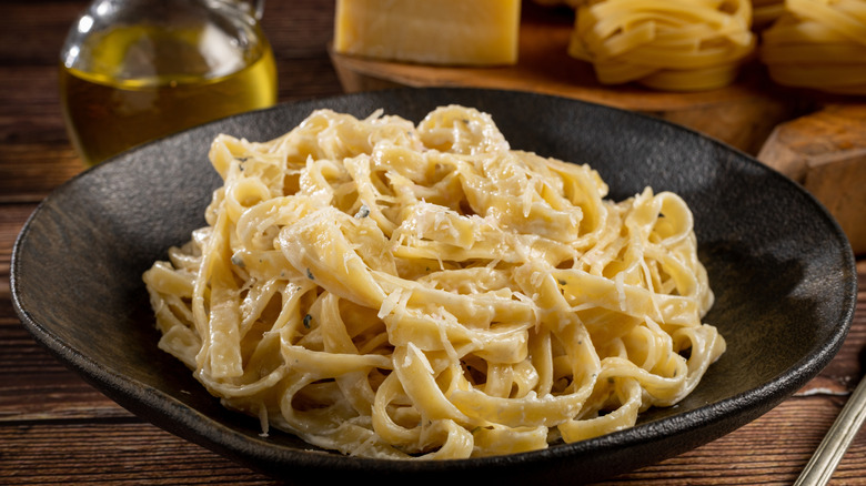 Fettucine Alfredo in a bowl