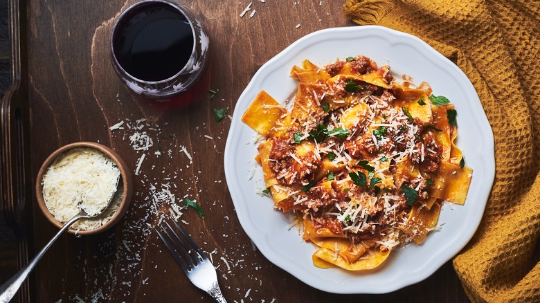 plate of pasta with parmesan cheese