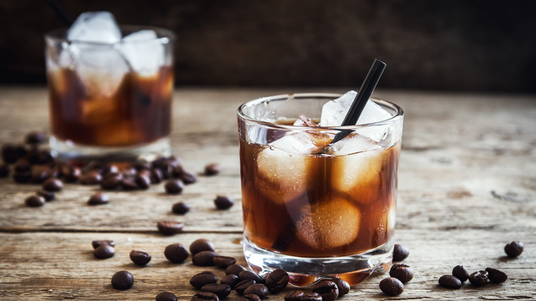 Black Russian in cocktail glass