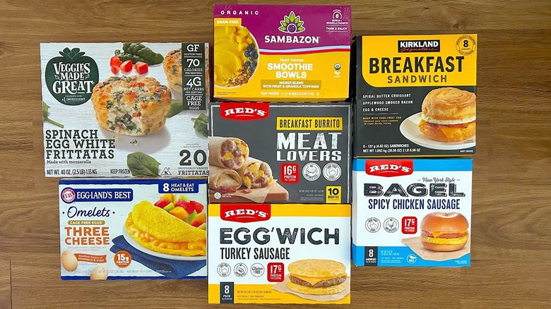 Variety of Costco frozen breakfast options