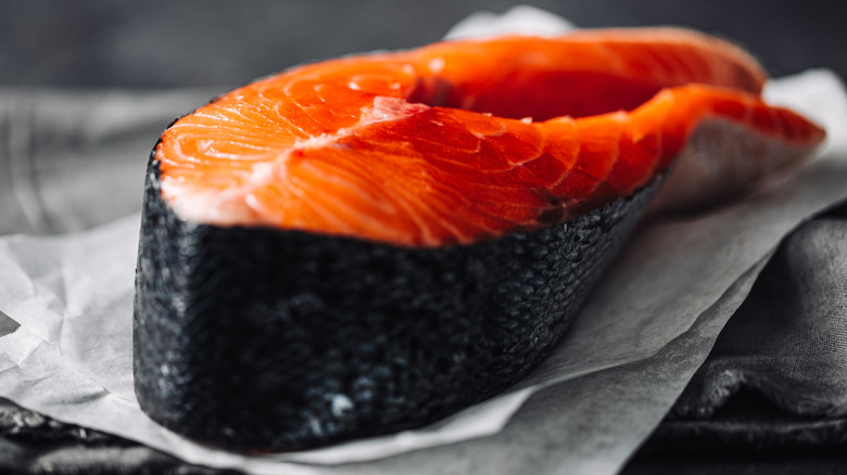 salmon filet on butcher paper