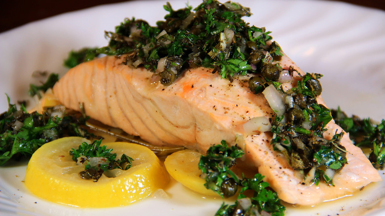 Poached salmon