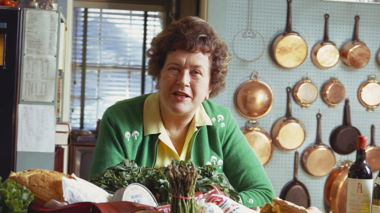 A beautiful portrait of Julia Child in her kitchen.