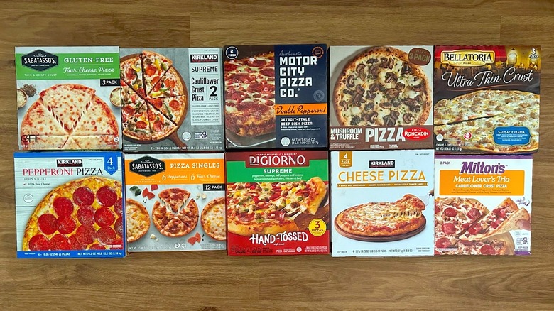 Variety of Costco's frozen pizzas
