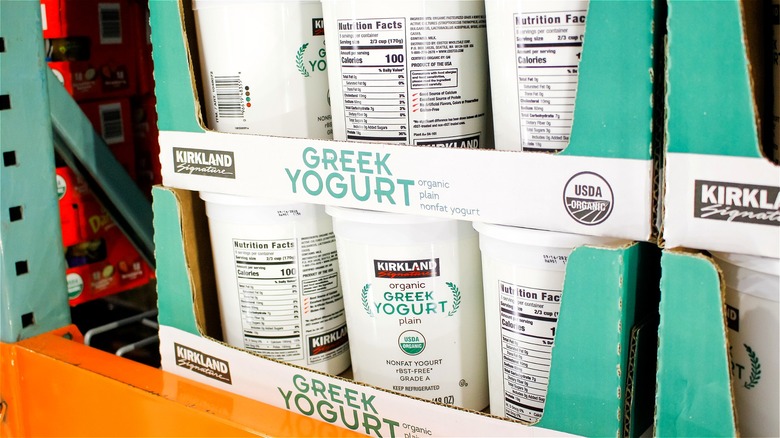 Flats of Costco's Kirkland Greek yogurt 