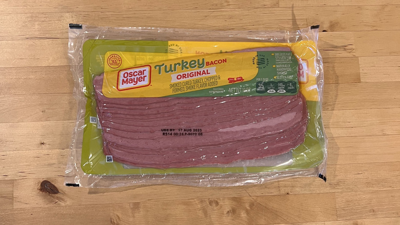 Unopened package of Oscar Mayer Original Turkey Bacon