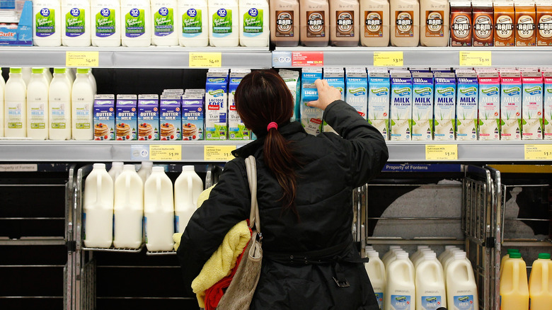 shopping for milk at Aldi