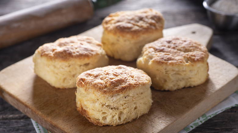 biscuits on a cutting board