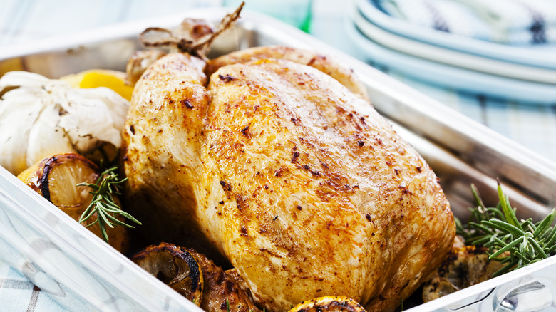 A roasted chicken