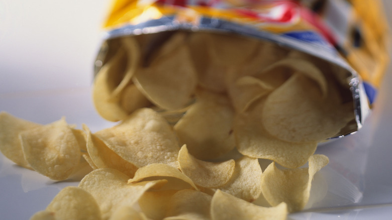 open bag of potato chips