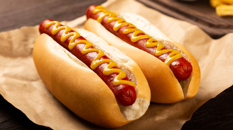Hot dogs with mustard