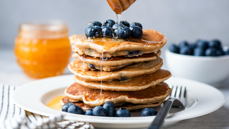Stack of pancakes on a plate