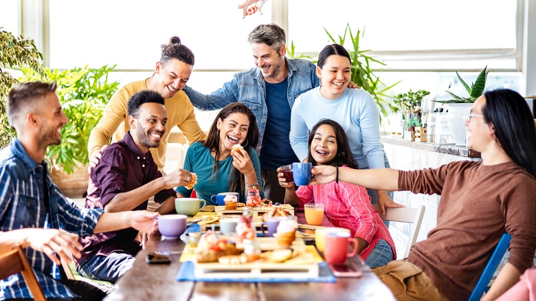 friends at a party drinking coffee