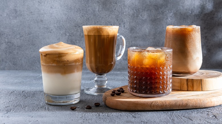 Glasses of ice coffees
