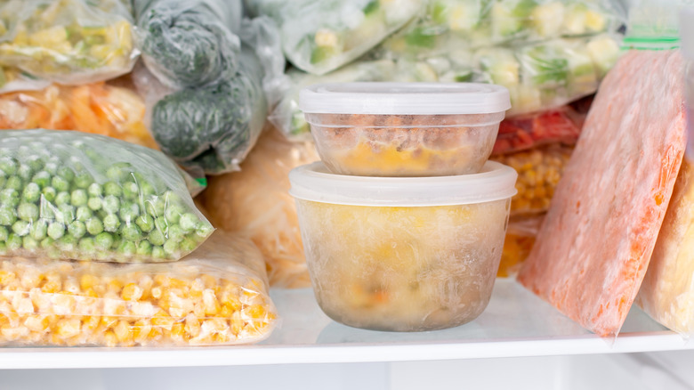 Freezer full of frozen food 