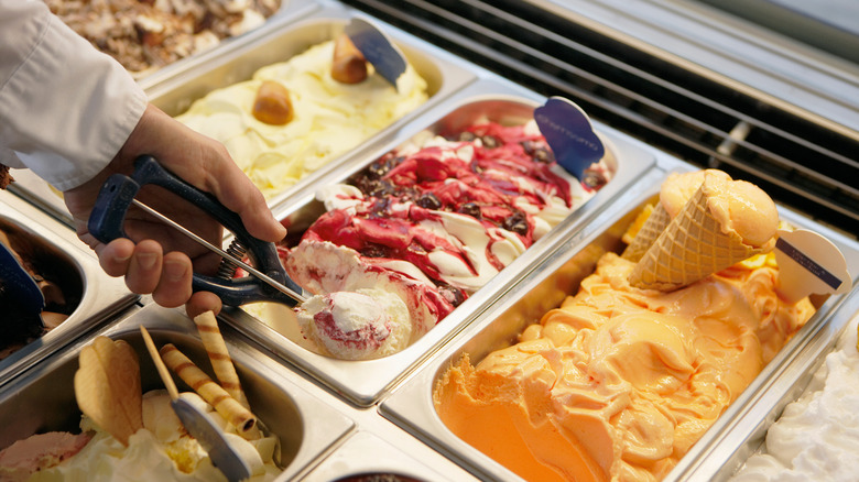 Man scooping ice cream