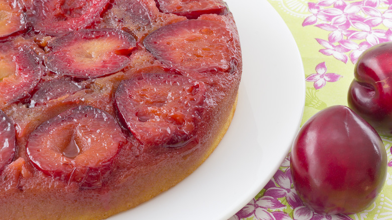 Plum upside-down cake