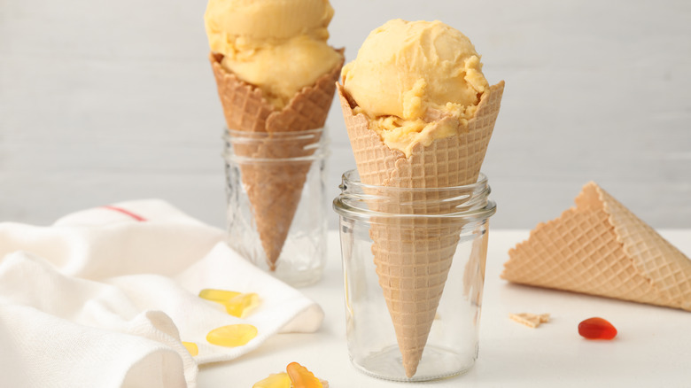ice cream cones in a glass