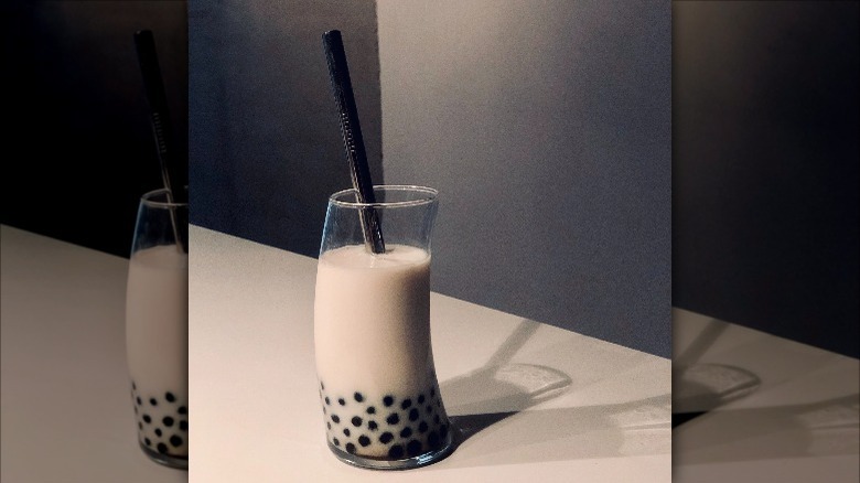 Horchata boba in glass