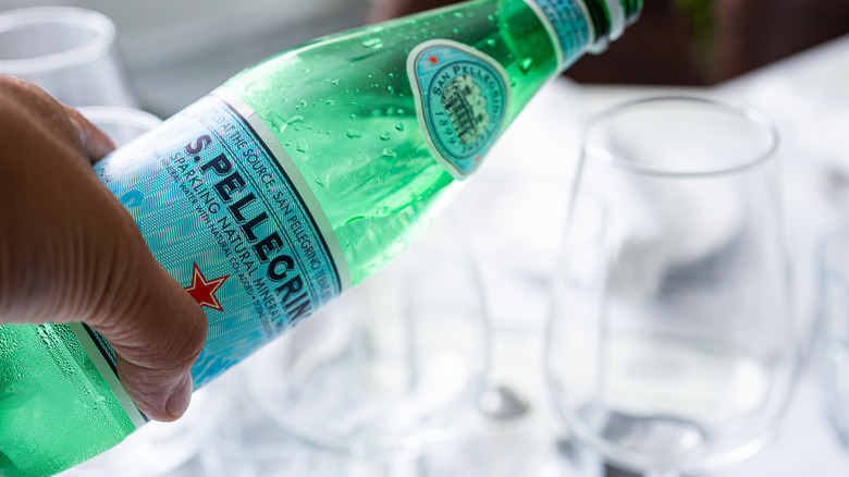 San Pellegrino sparkling water being poured