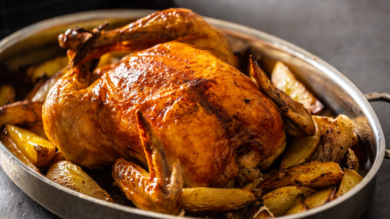 Roasted chicken with potatoes