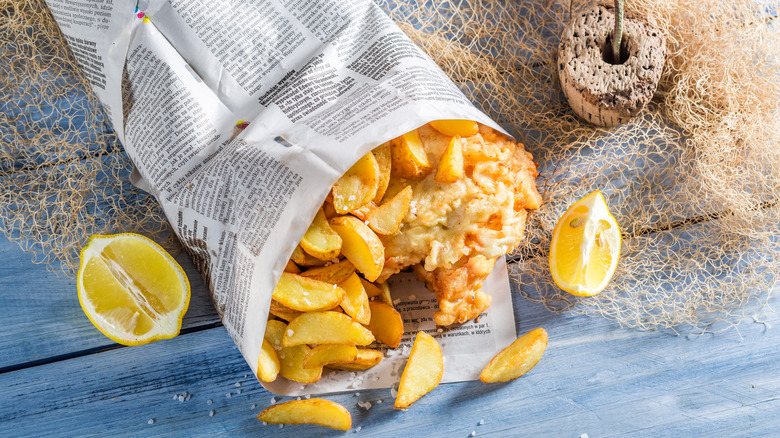 fish and chips in newspaper