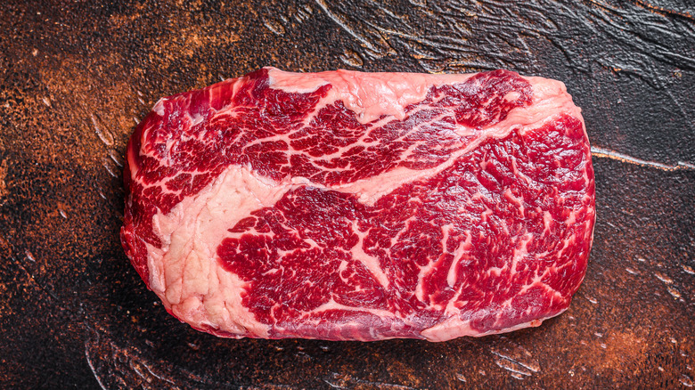 Raw beef steak