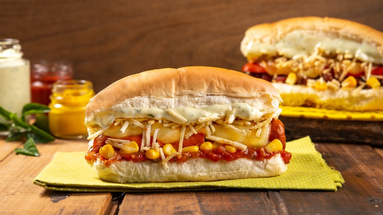 Brazilian hot dog on table