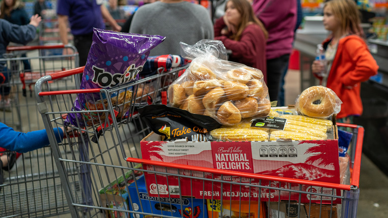 Costco shopping cart full of food