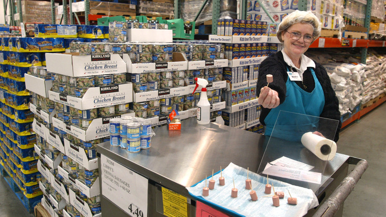 Costco employee offering free sample