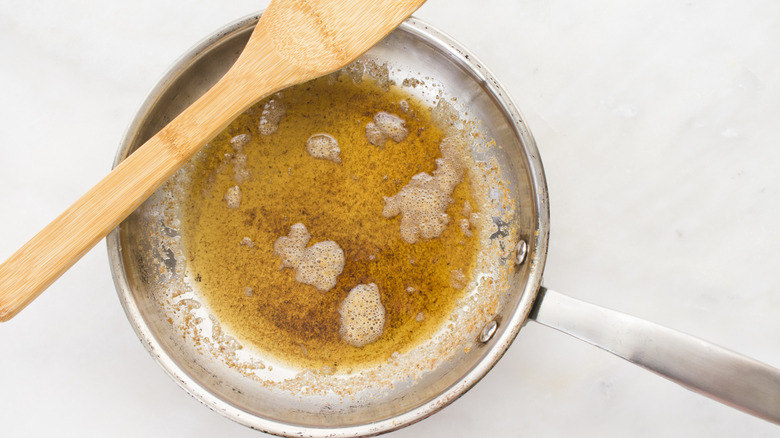 Brown butter in skillet