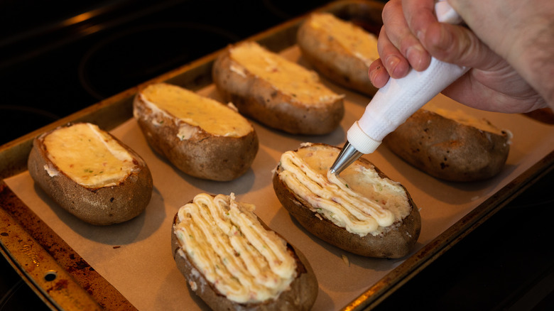 Piping twice baked potatos