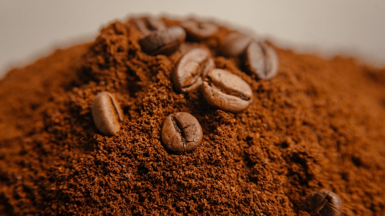 Pile of ground coffee