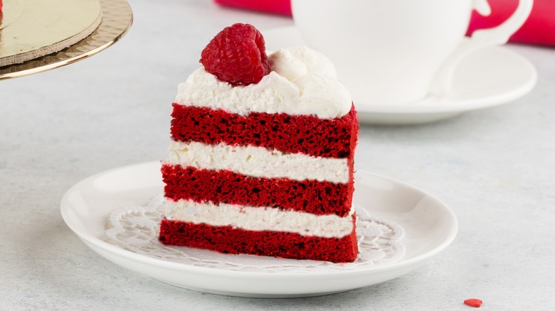 Slice of red velvet cake