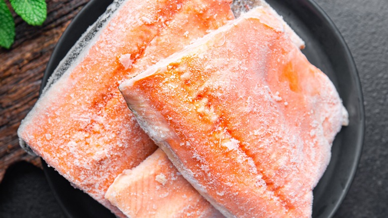 Frozen salmon filets