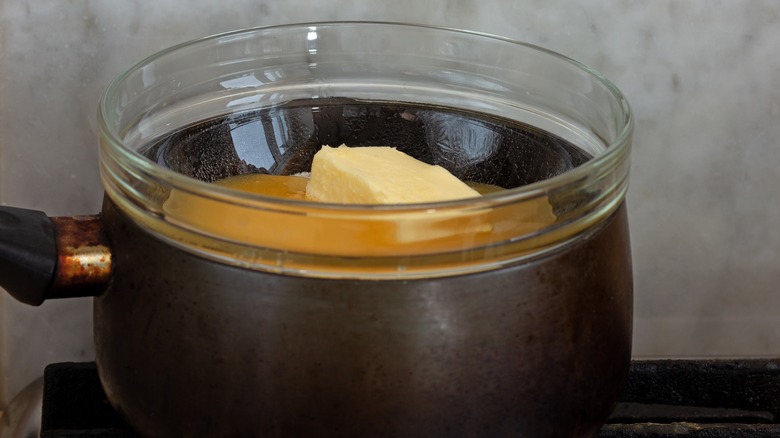 Double boiler melting butter 