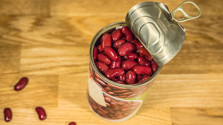 Open can of red kidney beans