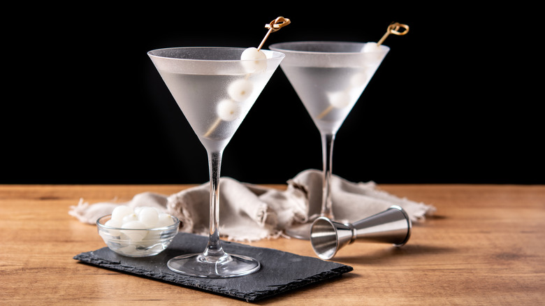 Gibson cocktails in martini glass
