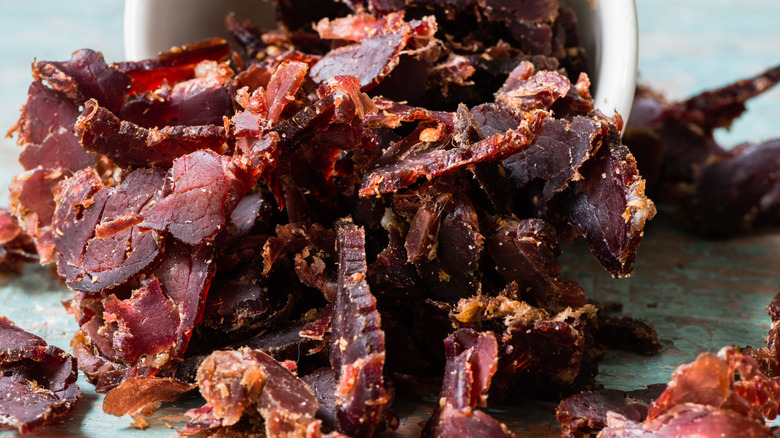 Spilled bowl of biltong