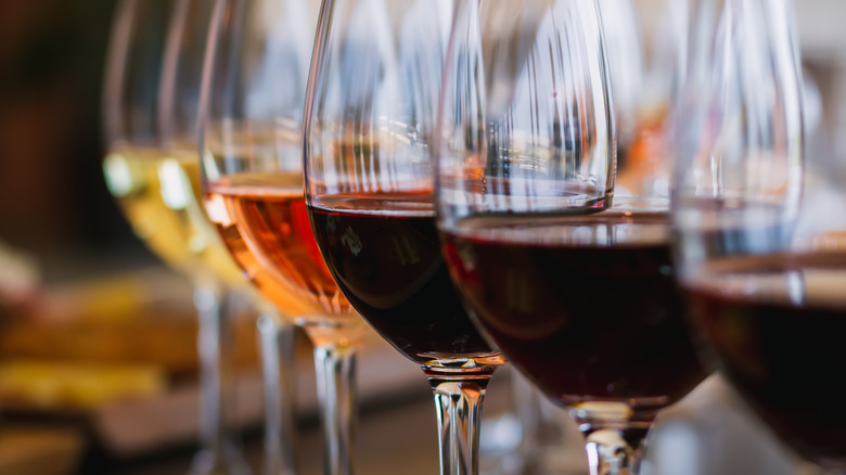 glasses of various wines