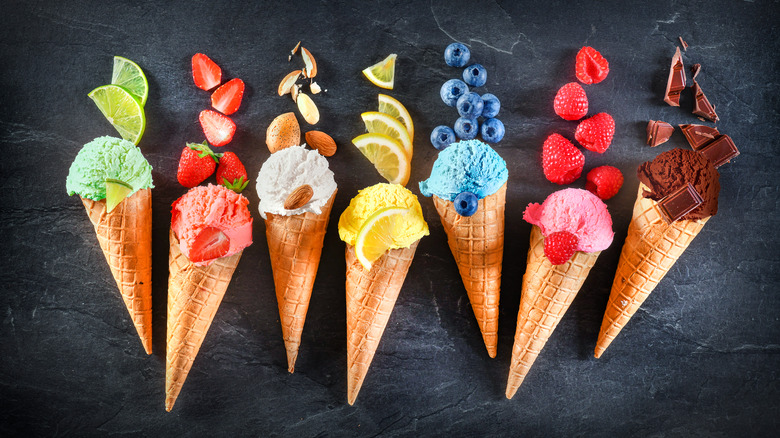 Fruit and ice cream 