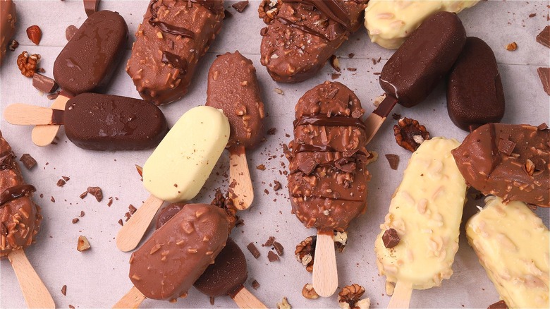 Chocolate covered ice cream bars